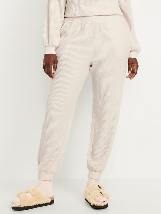 High-Waisted Waffle Lounge Joggers Product Image