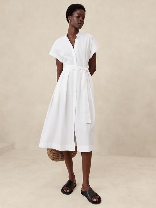 Poplin Tie-Waist Midi Dress Product Image