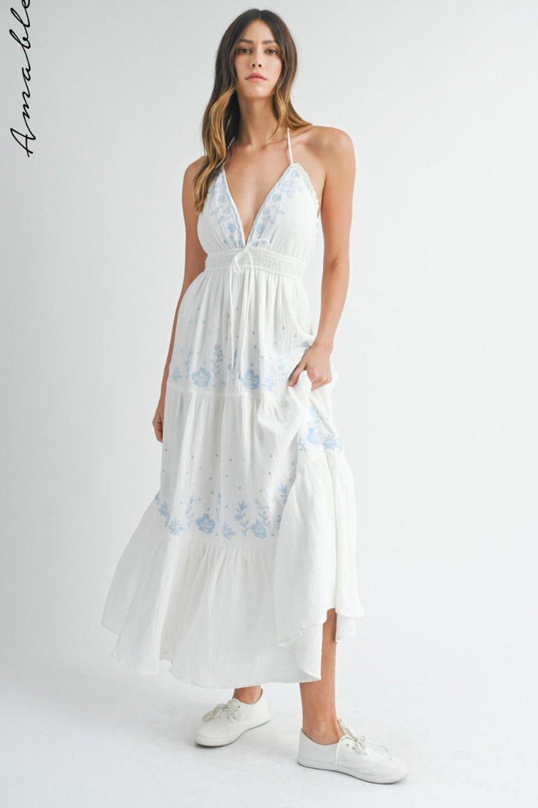 Anna Embroidered Maxi Dress Product Image