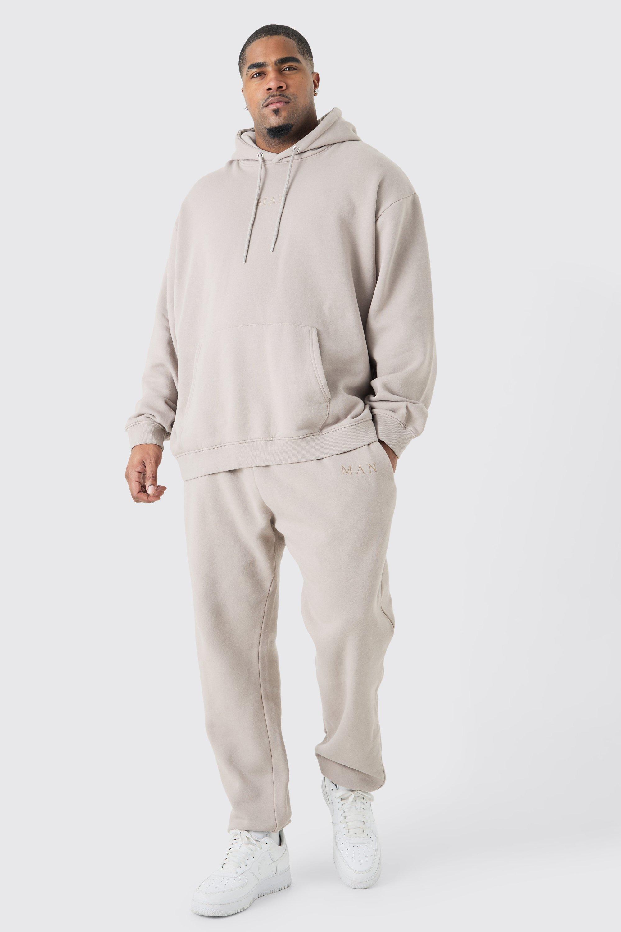 Plus Man Roman Oversized Laundered Wash Hooded Tracksuit | boohooMAN USA Product Image