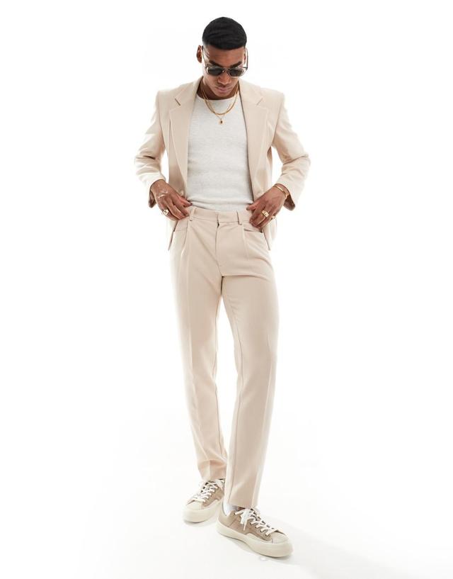 ASOS DESIGN slim fit suit pants in stone Product Image