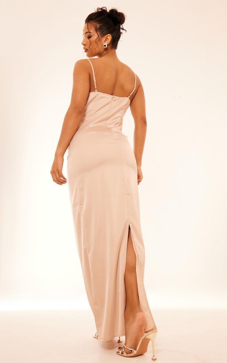 Champagne Satin Cowl Neck Maxi Dress Product Image