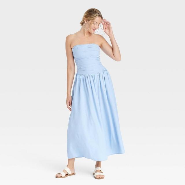 Womens Ruched Maxi A-Line Dress - Universal Thread Blue L Product Image