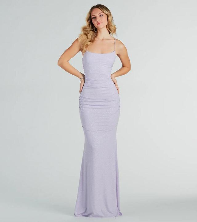 Rowan Formal Glitter Ruched Mermaid Dress Product Image