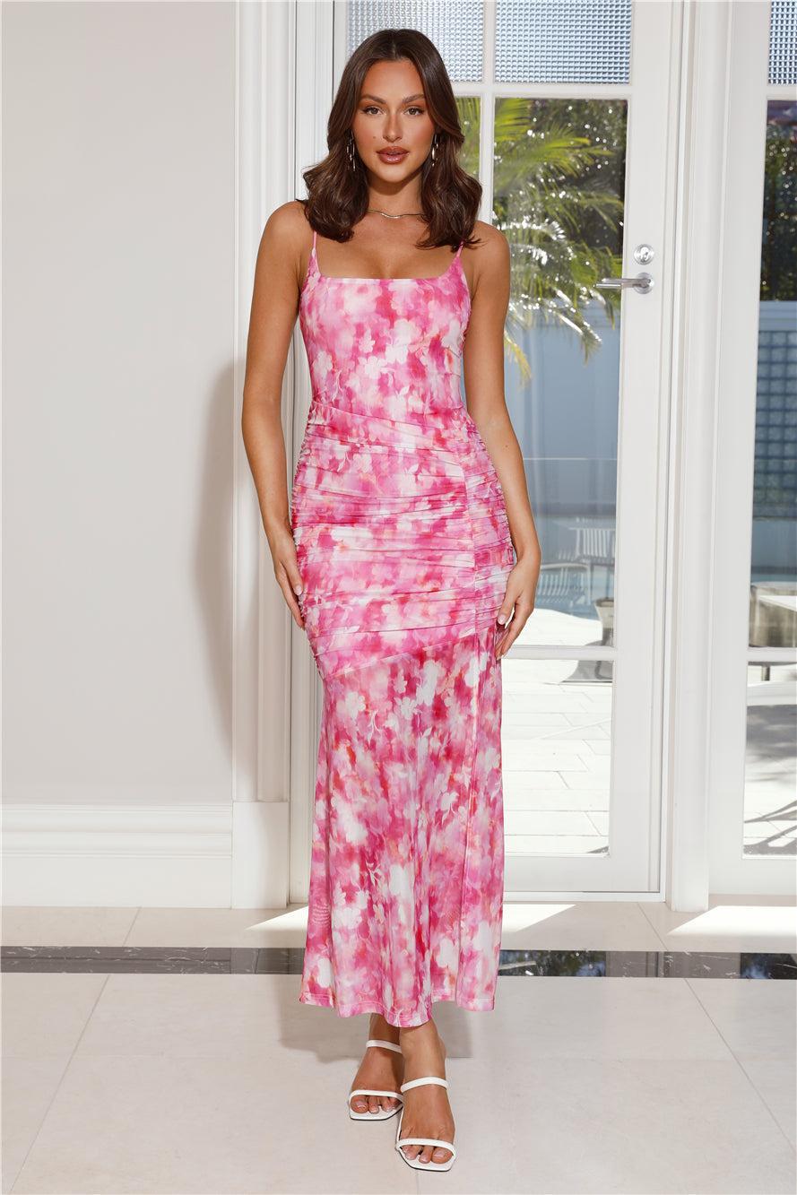 From The Coral Reef Mesh Midi Dress Pink Product Image