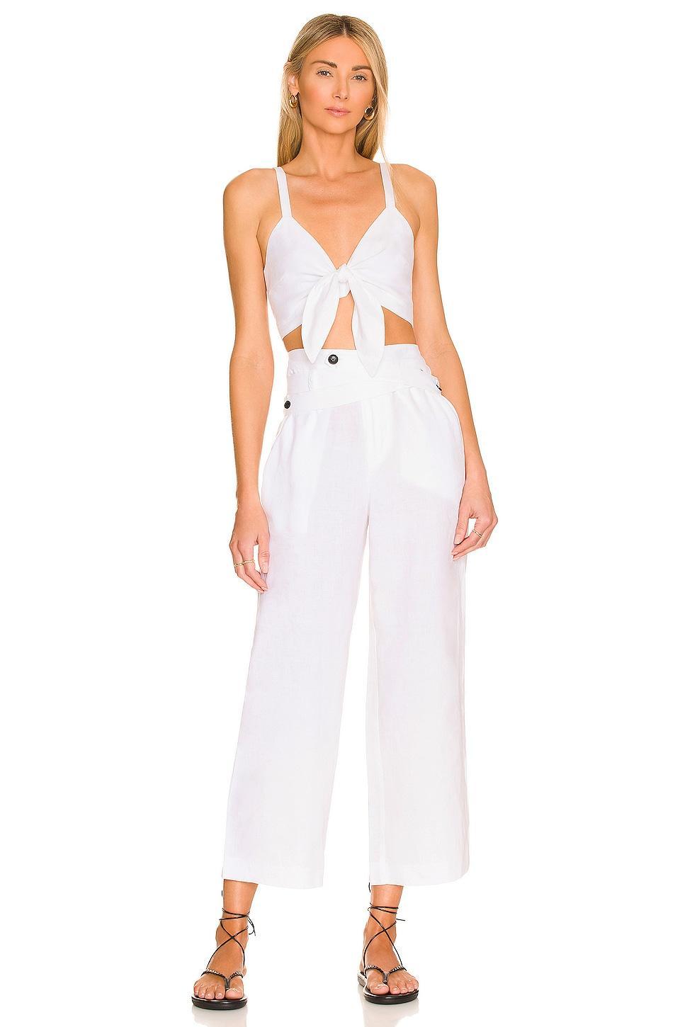 Paloma Linen Tie-Front Crop Top Marissa Webb Product Image