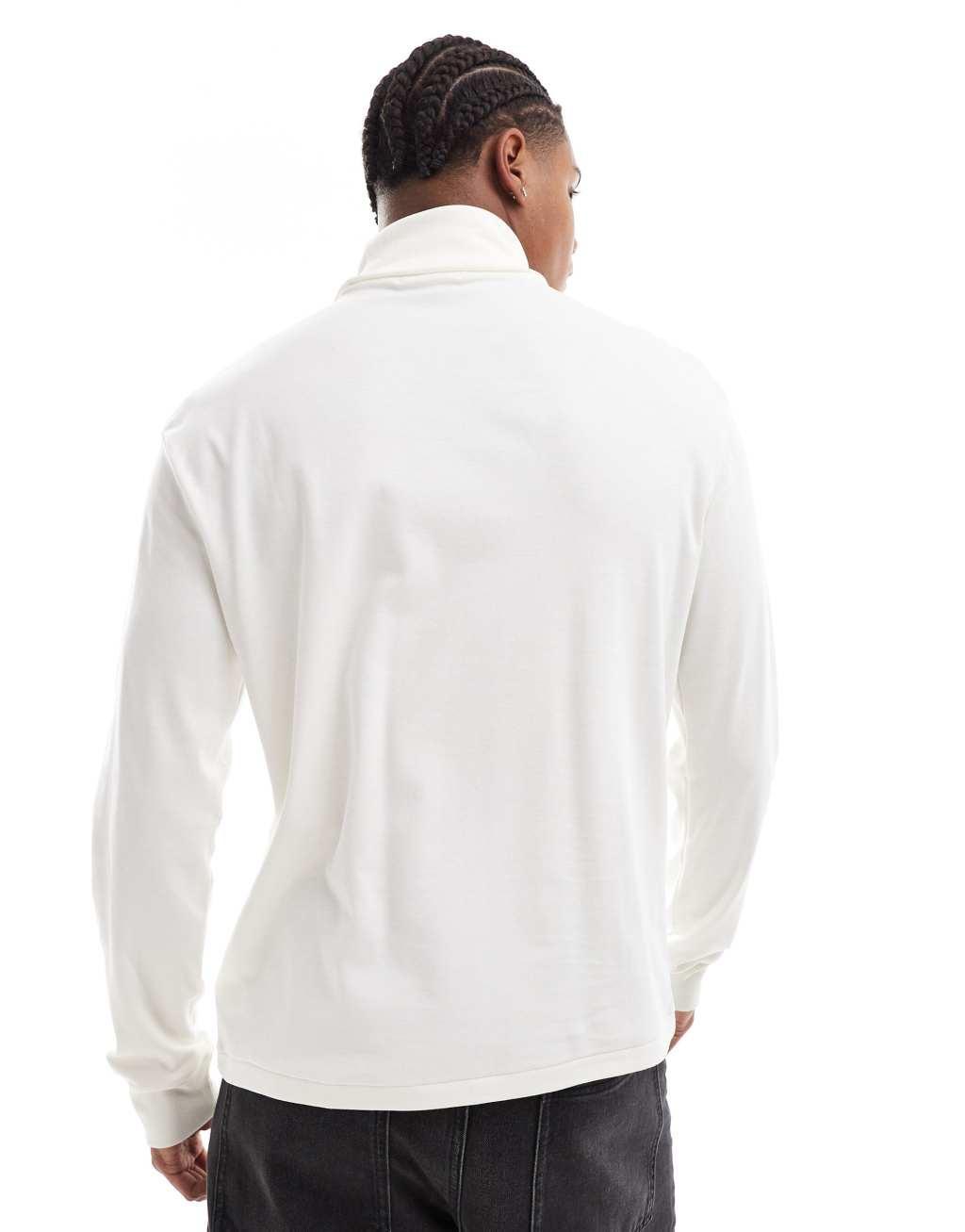 Polo Ralph Lauren icon logo turtle neck pima cotton long sleeve T-shirt in white Product Image