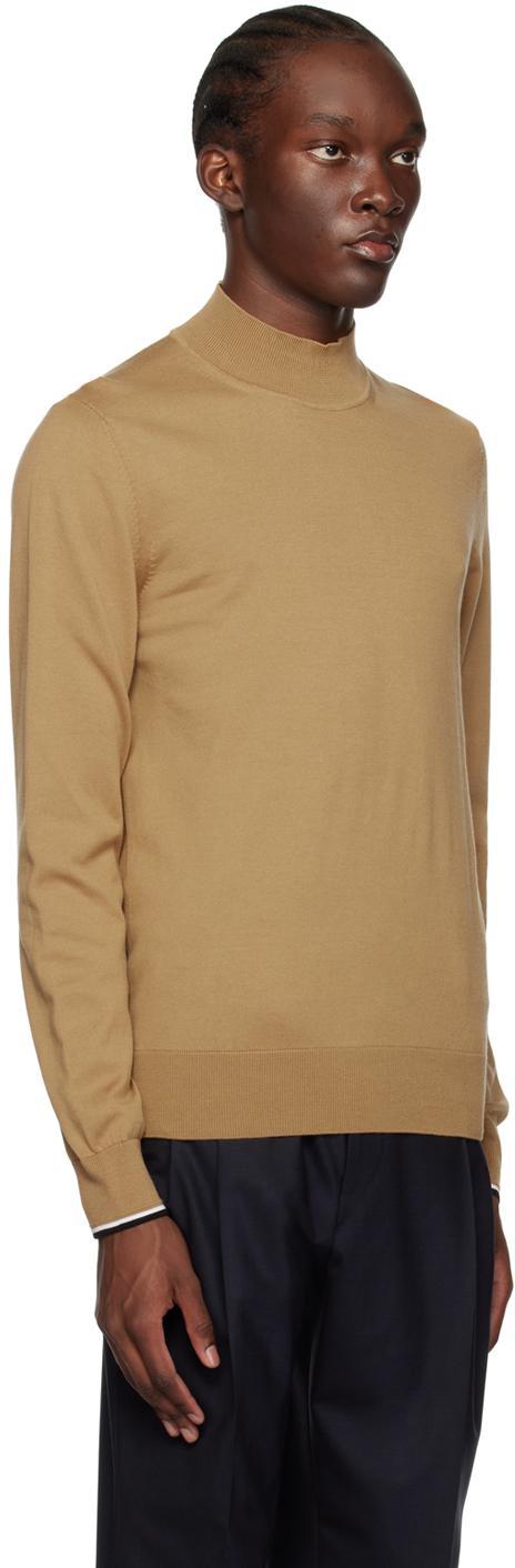 HUGO BOSS Brown Mock Neck Sweater In Medium Beige 260 Product Image