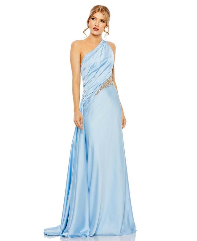 Womens Satin One-Shoulder Gown Product Image