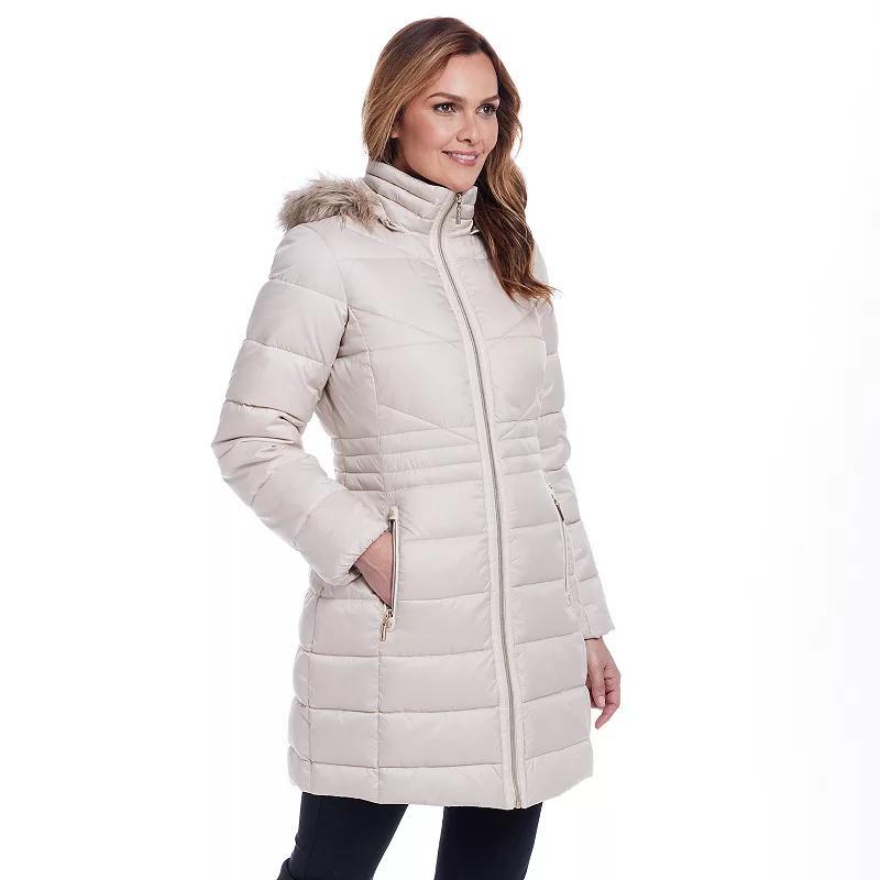 Womens Gallery Faux-Fur Hooded Puffer Jacket Product Image