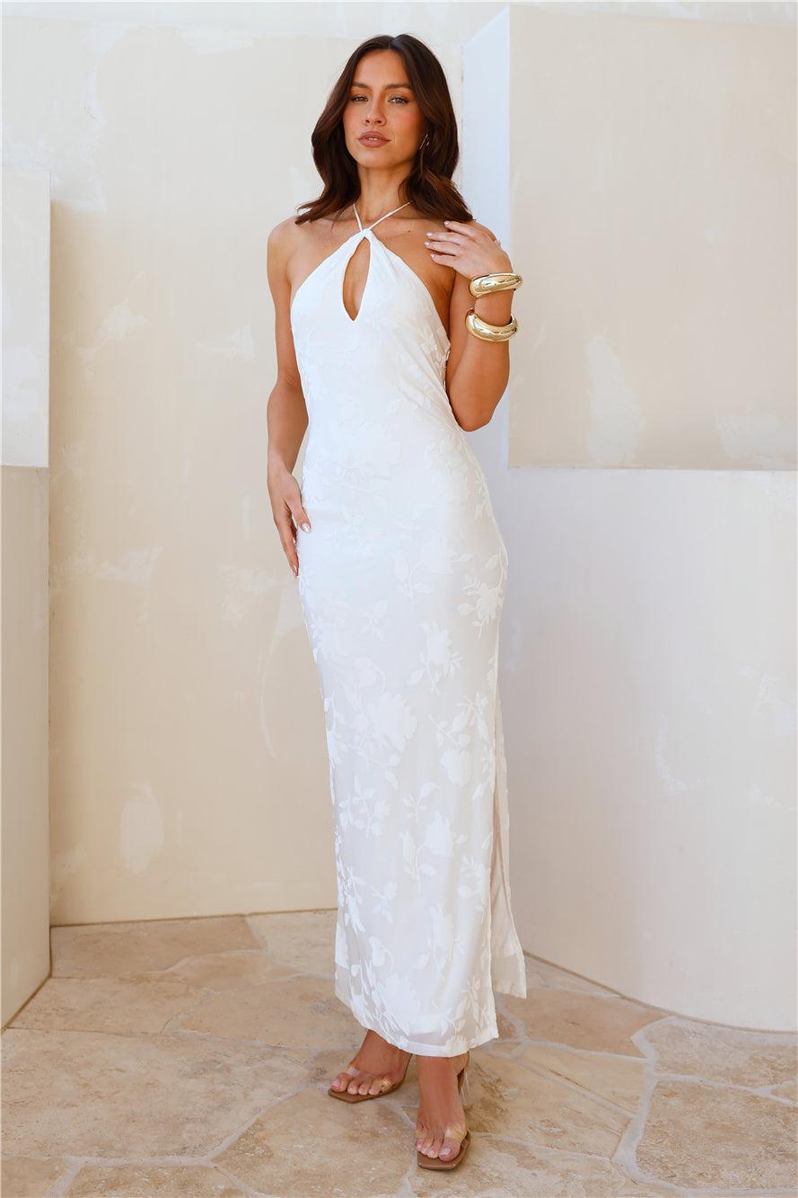 Admired From All Angles Halter Maxi Dress White Product Image