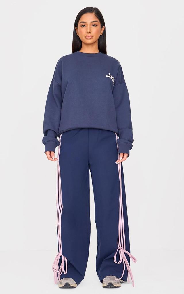 Petite Navy Shell Bow Detail Track Pants Product Image