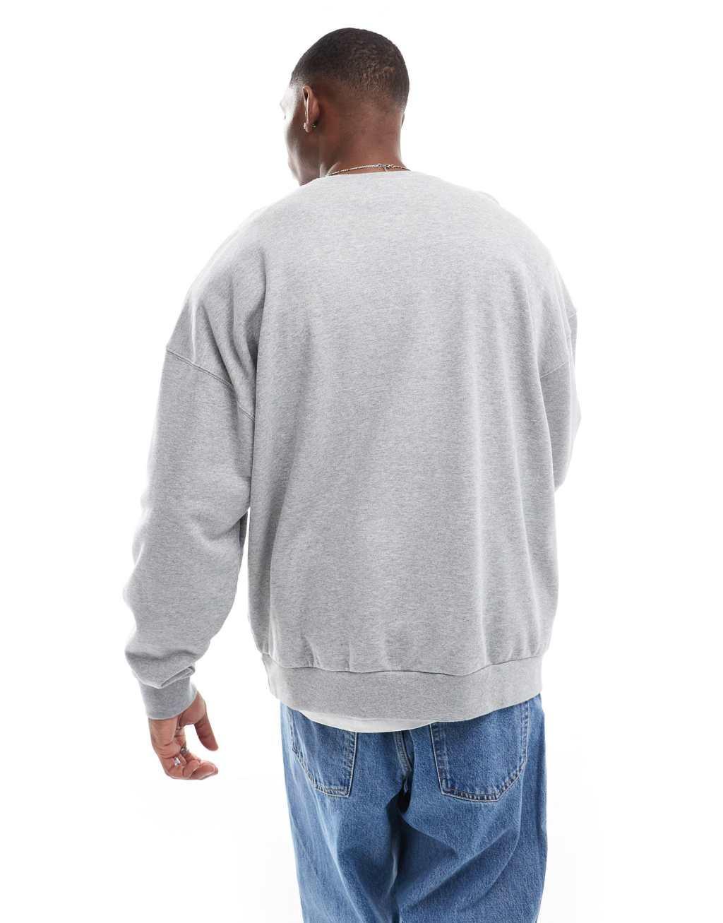 Nike Club french terry oversized sweatshirt in gray Product Image