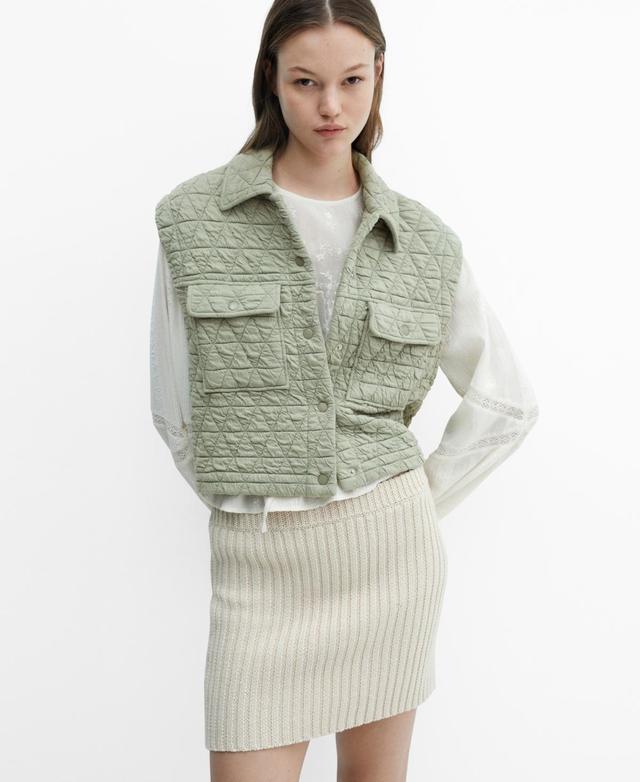 MANGO - Quilted vest with buttons pastel greenWomen Product Image