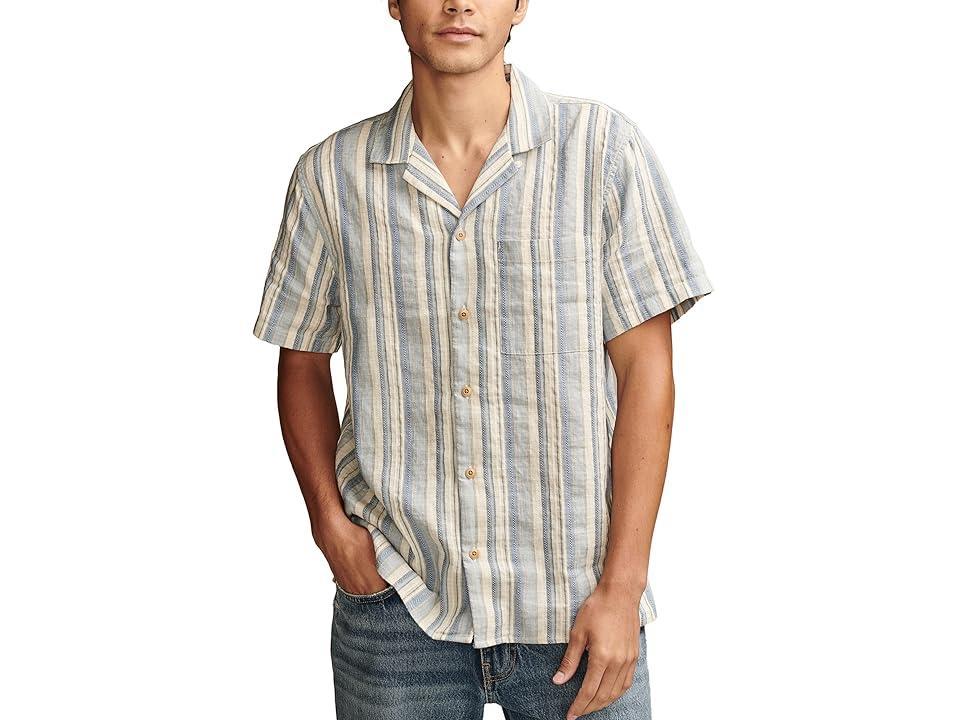 Lucky Brand Mens Striped Linen Camp Collar Shirt Product Image