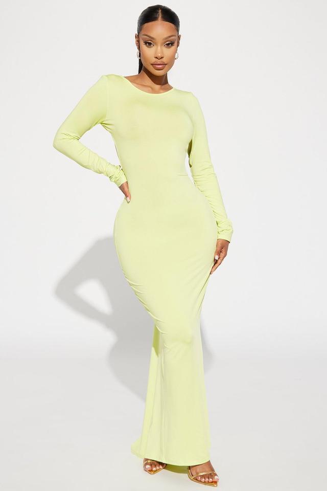 Full Glam Backless Maxi Dress - Neon Green Product Image