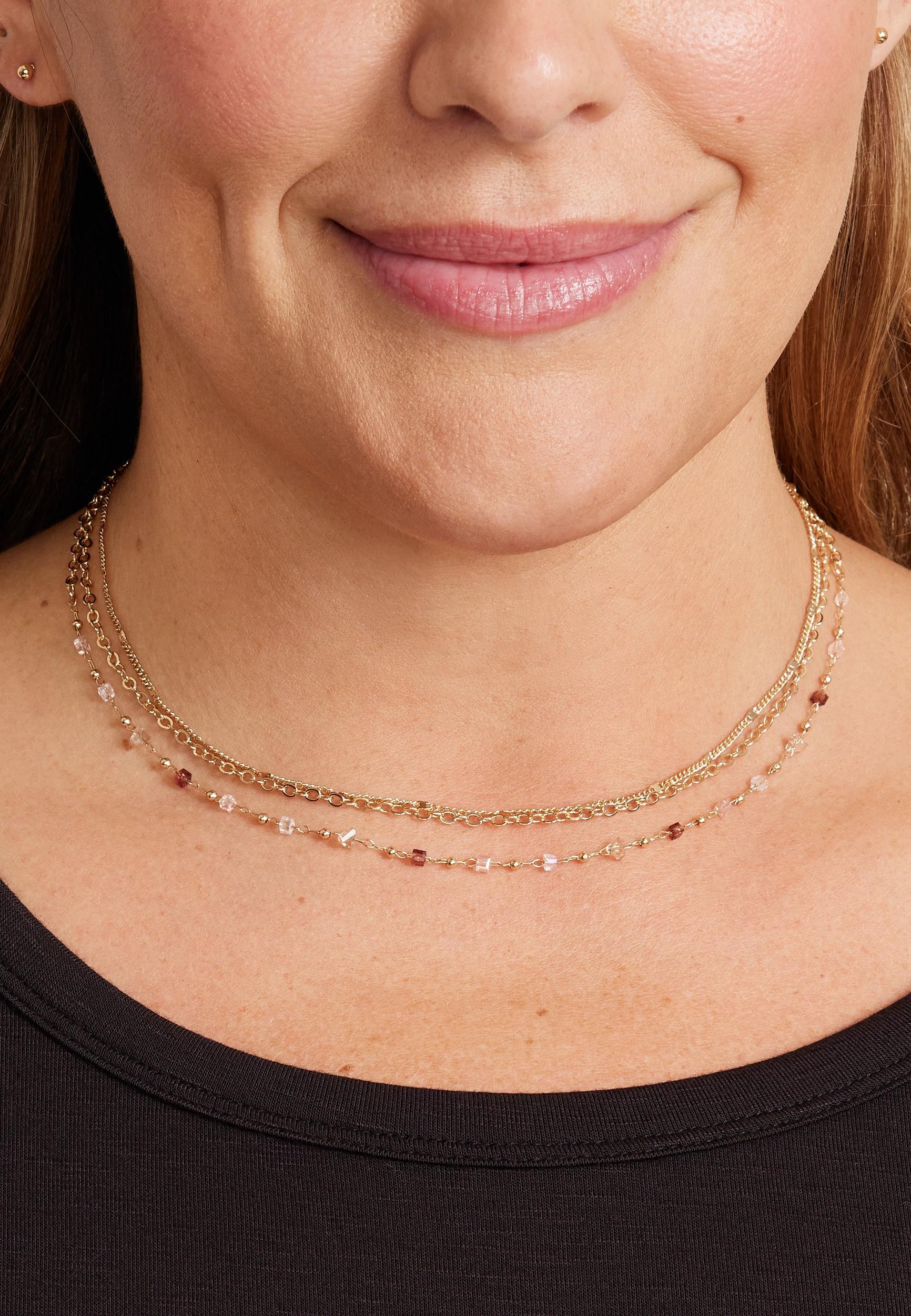 Gold Dainty Triple Beaded Layered Necklace product image