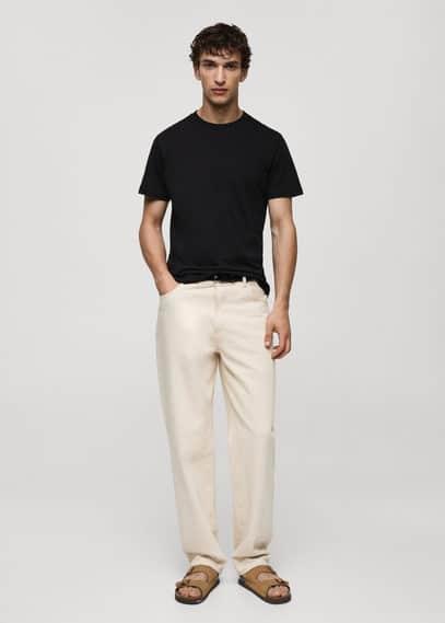 Basic cotton stretch T-shirt - Men | MANGO USA Product Image