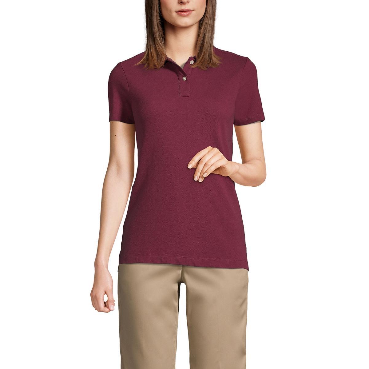 Women's Short Sleeve Feminine Fit Mesh Polo Shirt - Lands' End Product Image