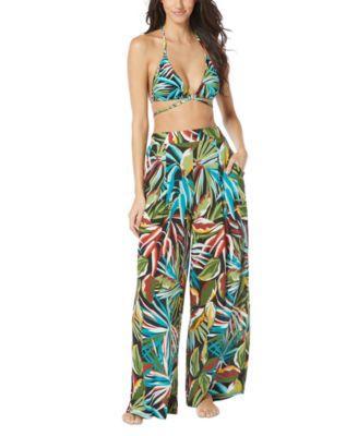 Vince Camuto Womens Printed Ring Strappy Bikini Top Wide Leg Cover Up Pants Product Image