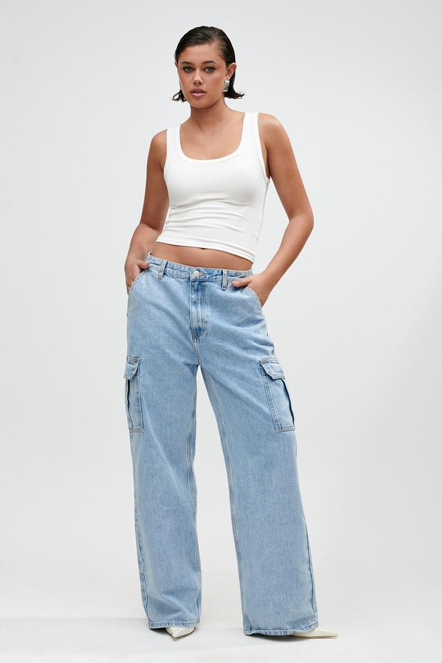 Jagger Mid Rise Oversized Denim Jean - Mid Blue Product Image