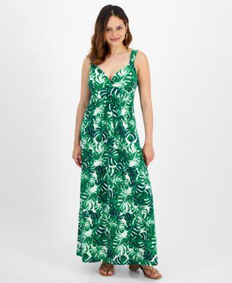 Petite Printed Twist-Front Maxi Dress Product Image