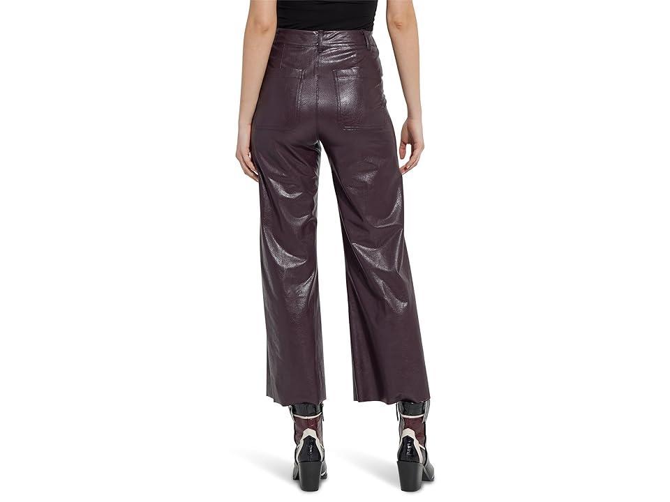 Lysse High-Waist Vegan Leather Wide Leg Crop Pants (Lava) Women's Clothing Product Image