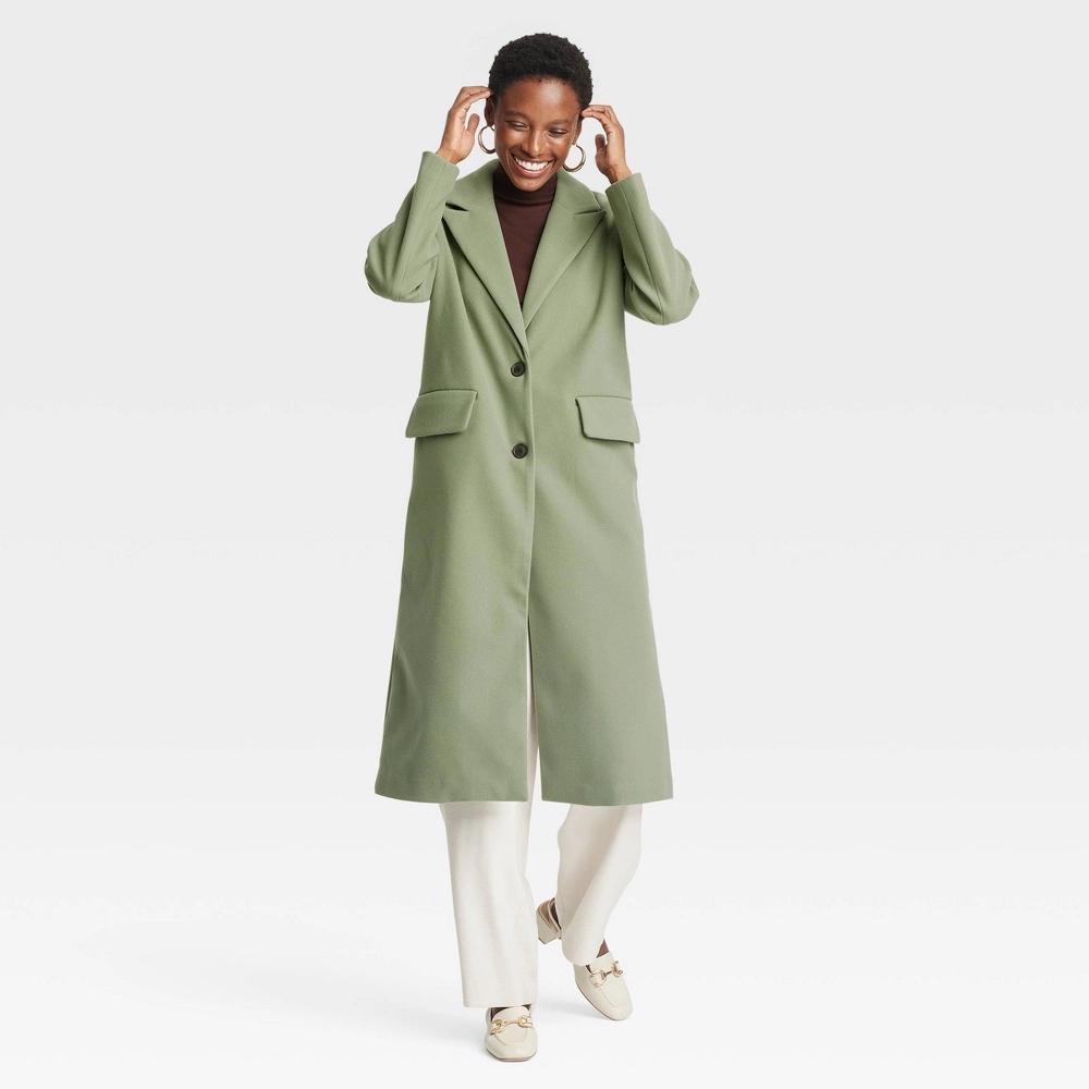 Womens Faux Wool Topcoat - A New Day Olive L product image