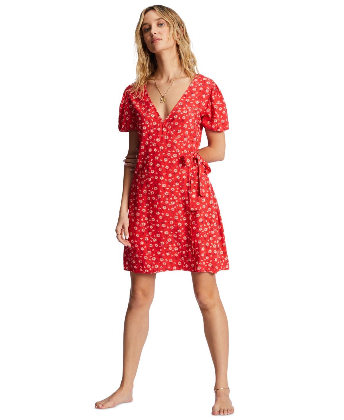 Billabong Juniors Hot Tropics Mini Floral Wrap Dress Product Image