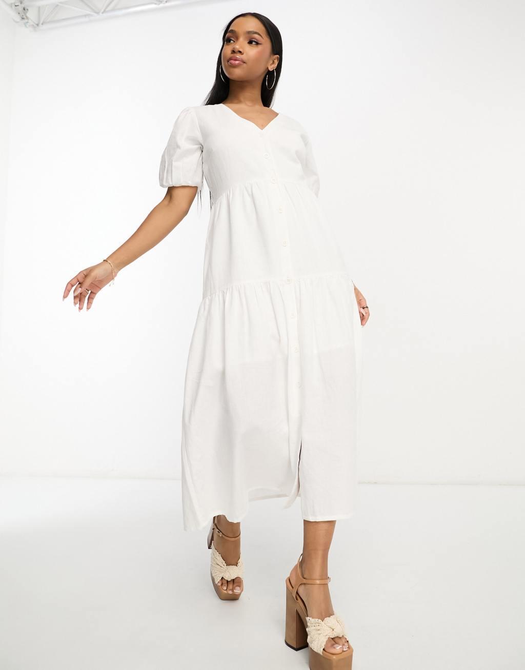 In The Style x Jac Jossa button up tiered midi dress Product Image