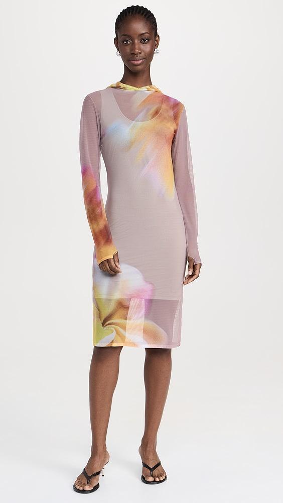 BruceGlen Printed Mesh Midi Dress with Hood | Shopbop Product Image