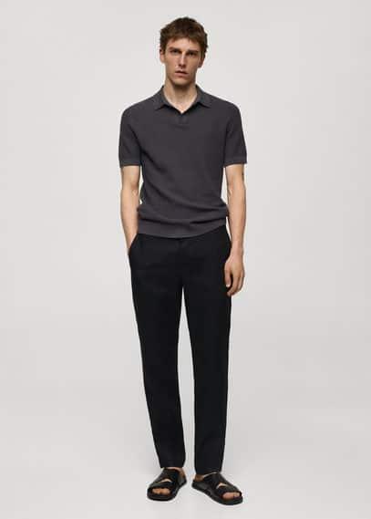 Mango Mens Linen Slim-Fit Pants Product Image