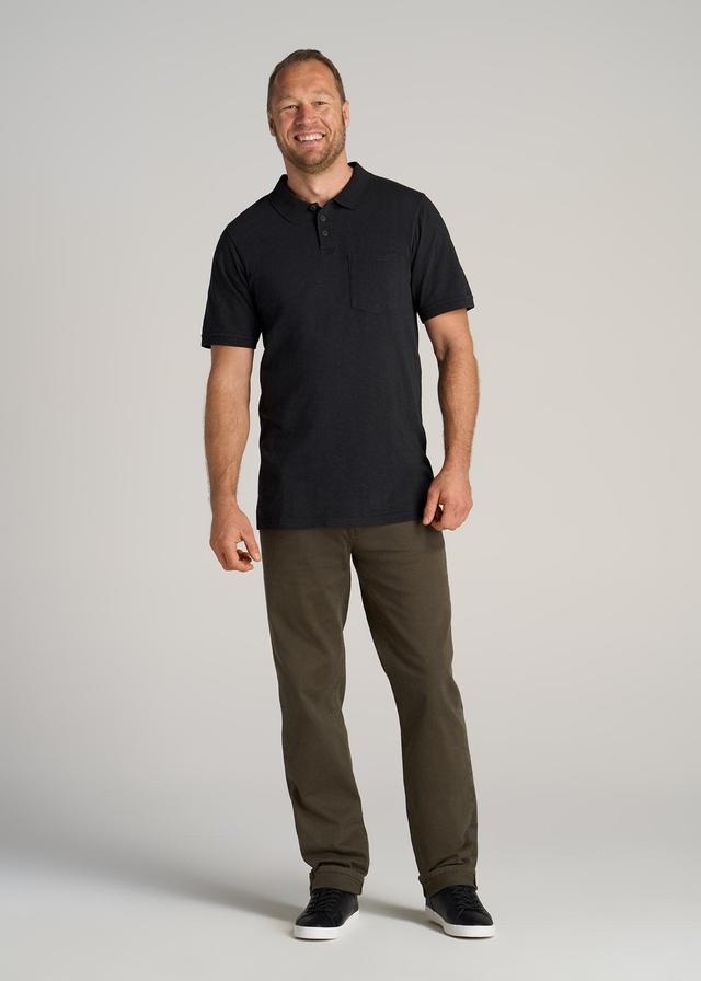 LJ&S Slub Pocket Polo Shirt for Tall Men in Vintage Black Male Product Image