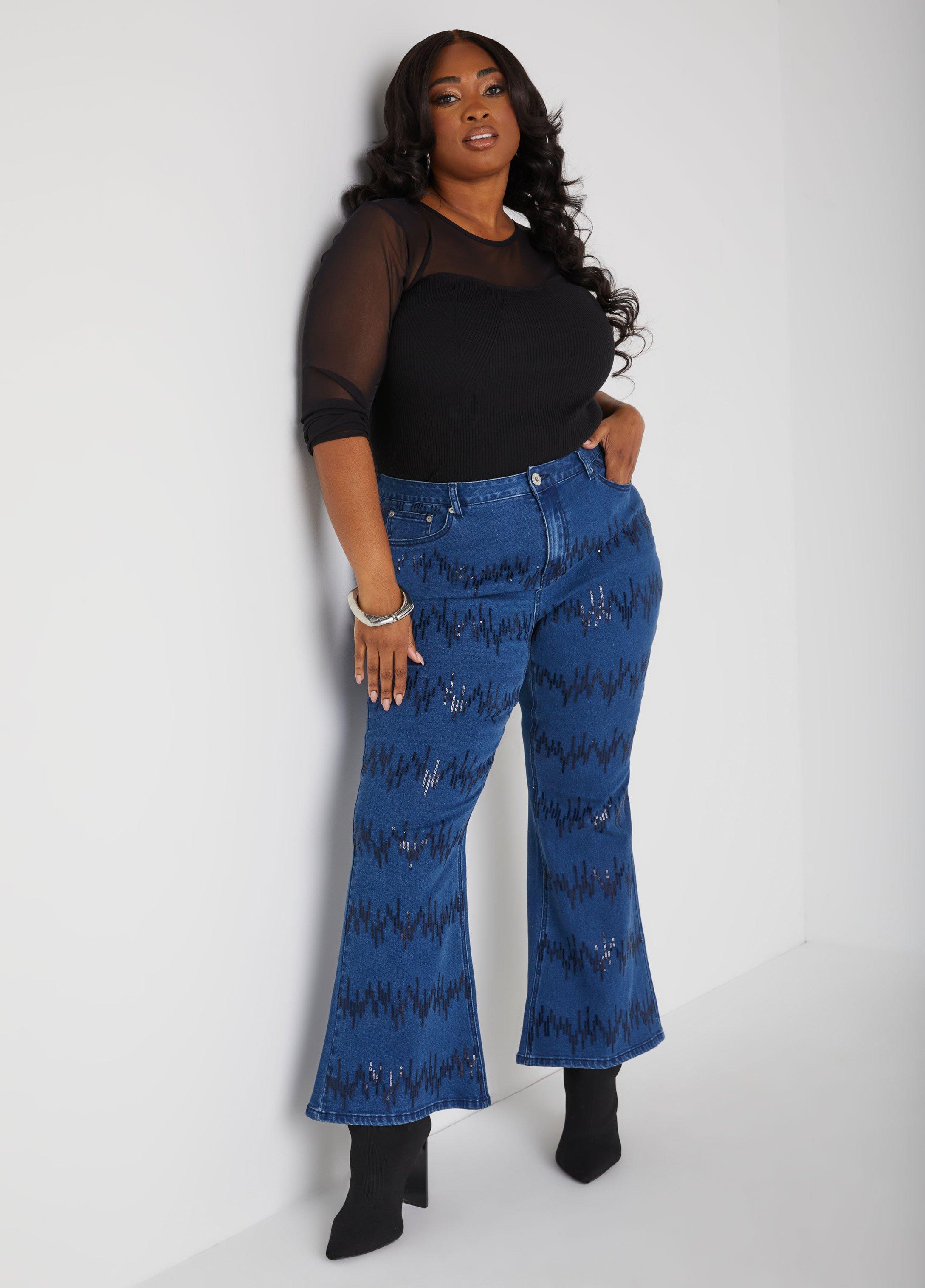 Sequined Flared Jeans Product Image