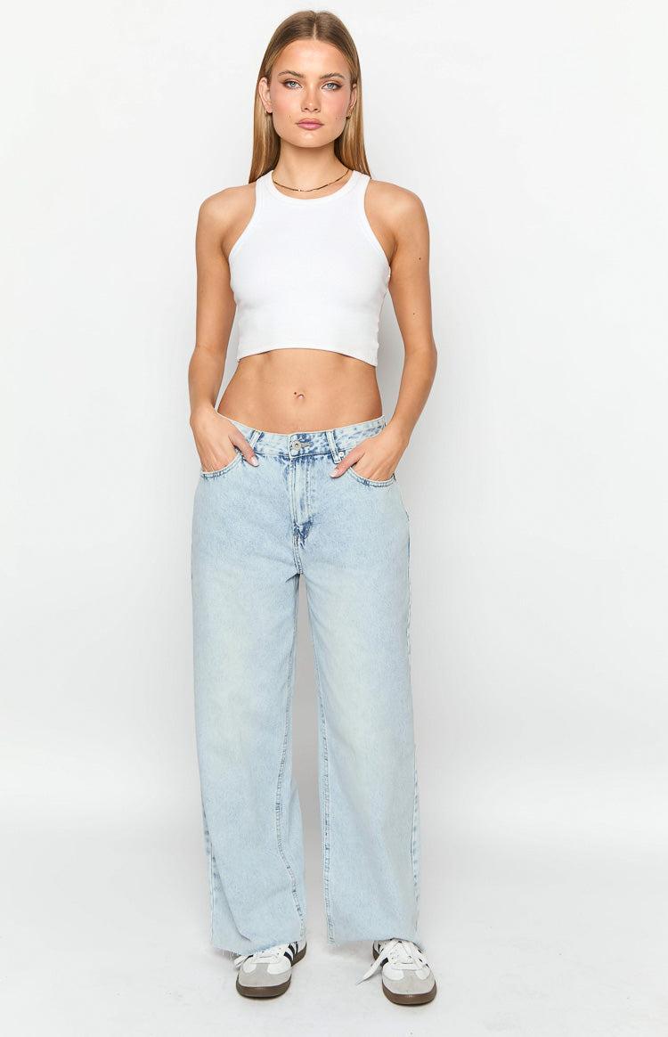 She's Yours Vintage Blue Denim Wide Leg Boyfriend Jeans Product Image