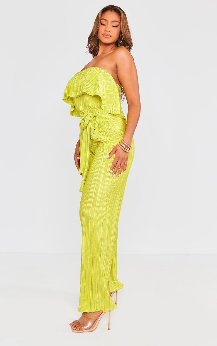 Lime Plisse Tie Waist Tube Jumpsuit Product Image