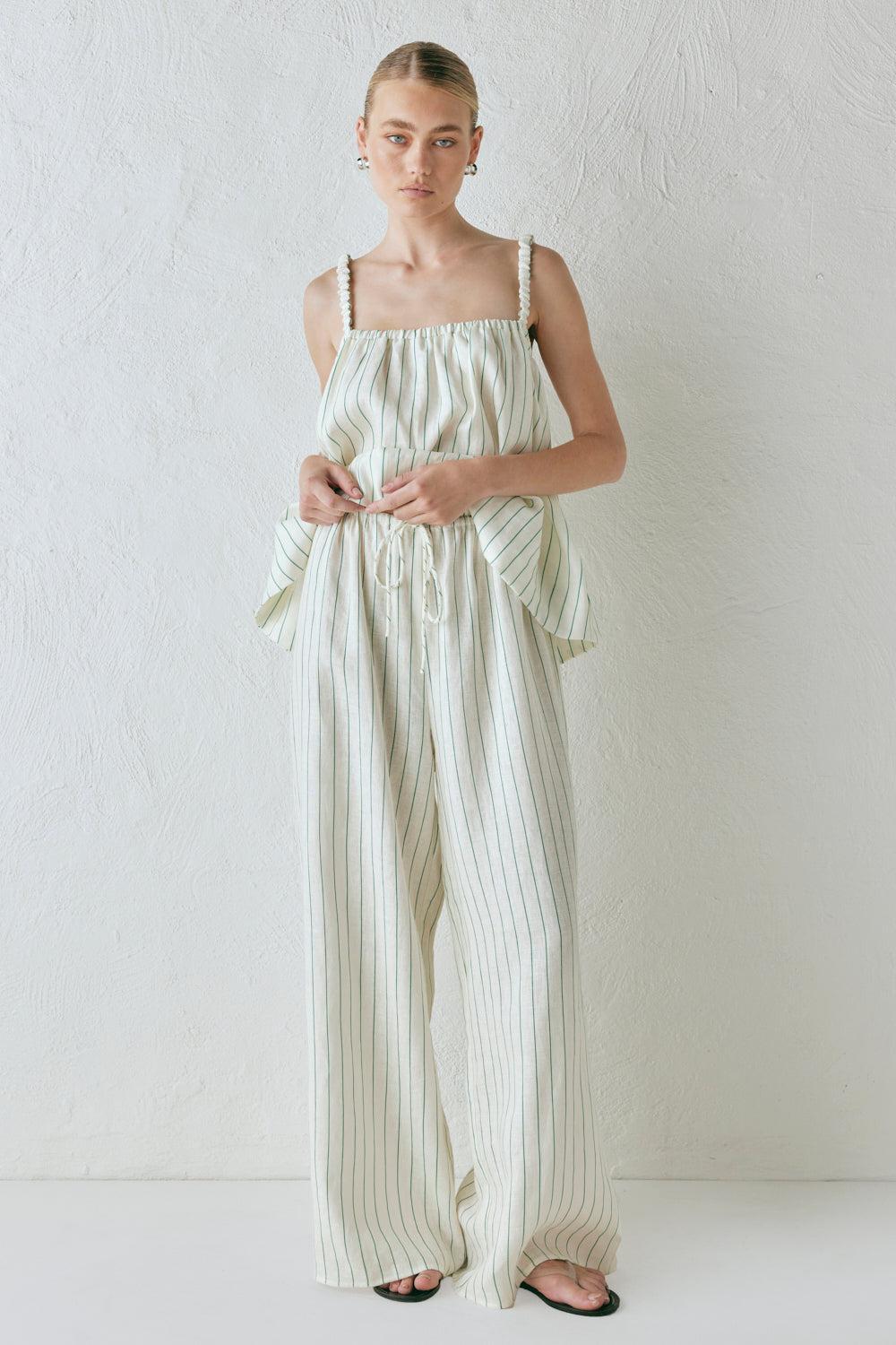 Raya Linen Pants Stripe Product Image