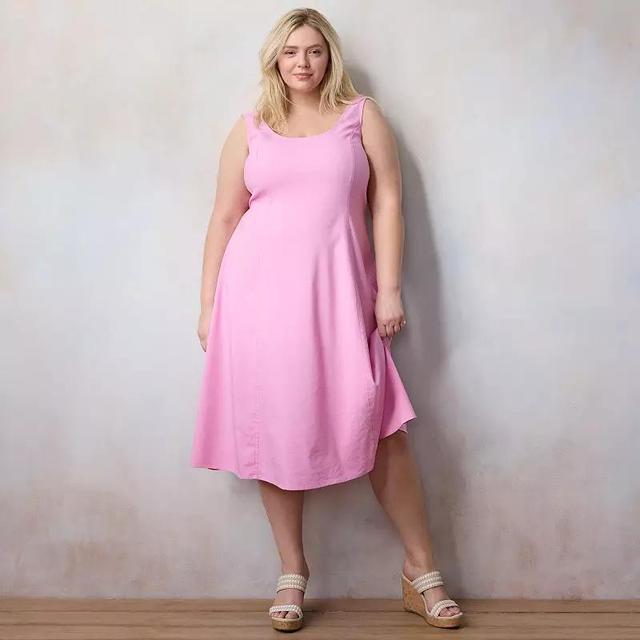 Plus Size LC Lauren Conrad Smocked Tie Waist Midi Tank Dress, Womens Product Image