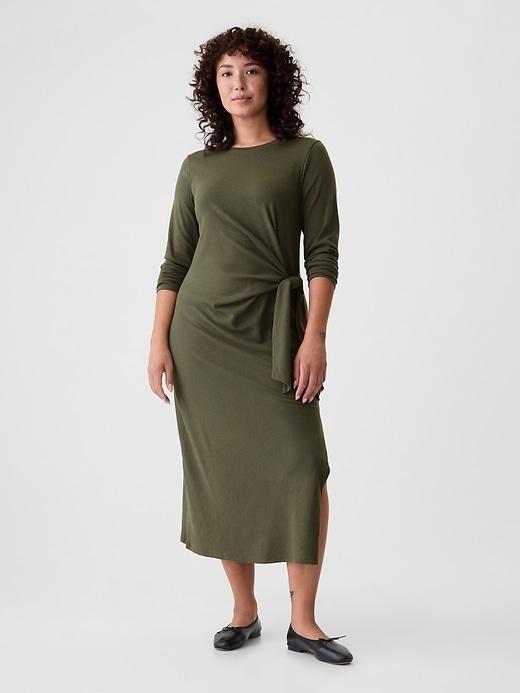 Modern Rib Tie-Knot Midi Dress Product Image