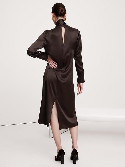 Silk Tie-Neck Midi Dress Product Image