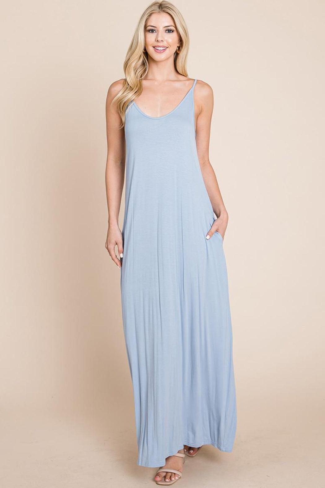 Light Cami Strap Pocketed Jersey Maxi Dress Product Image