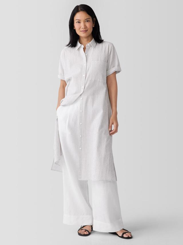 EILEEN FISHER Organic Cotton Ripple Checkered Shirtdressfemale Product Image