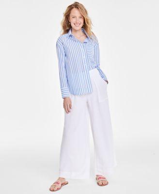 Women's Stripe Relaxed-Fit Shirt, Created for Macy's product image