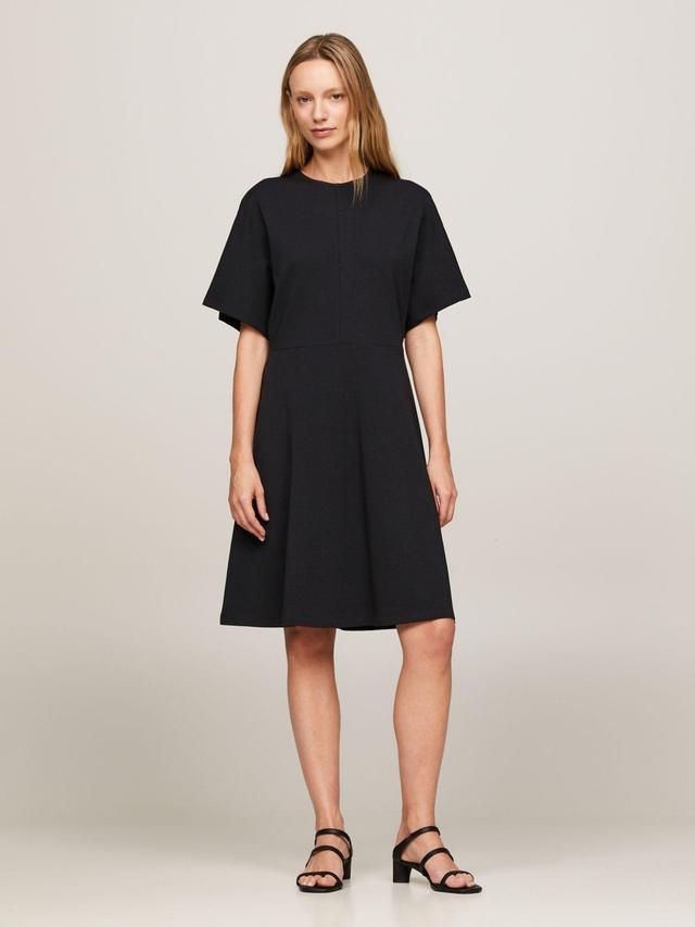 Tommy Hilfiger Women's Solid Short-Sleeve Fit And Flare Dress Product Image