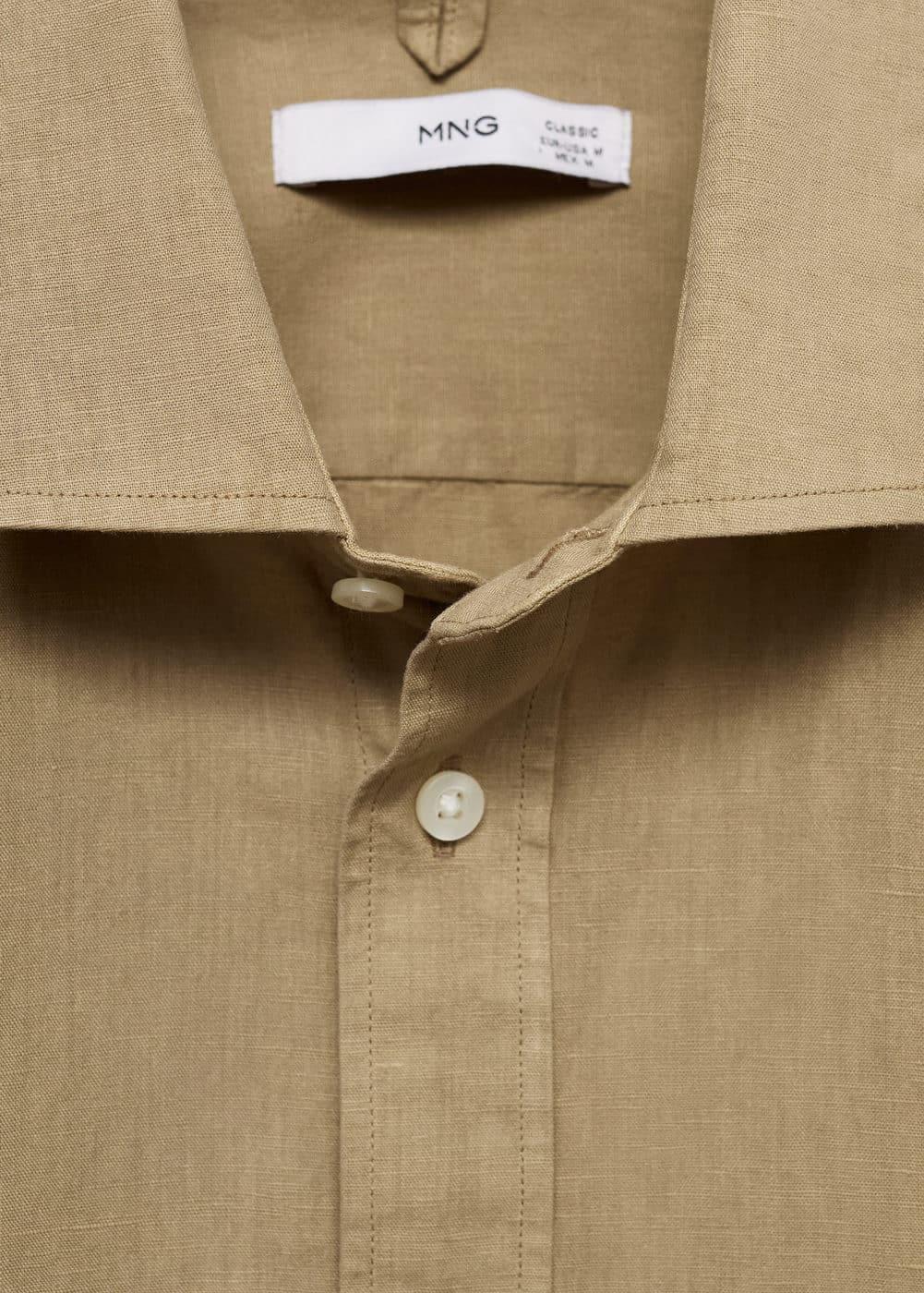 MANGO MAN - Classic-fit linen-blend shirt khakiMen Product Image