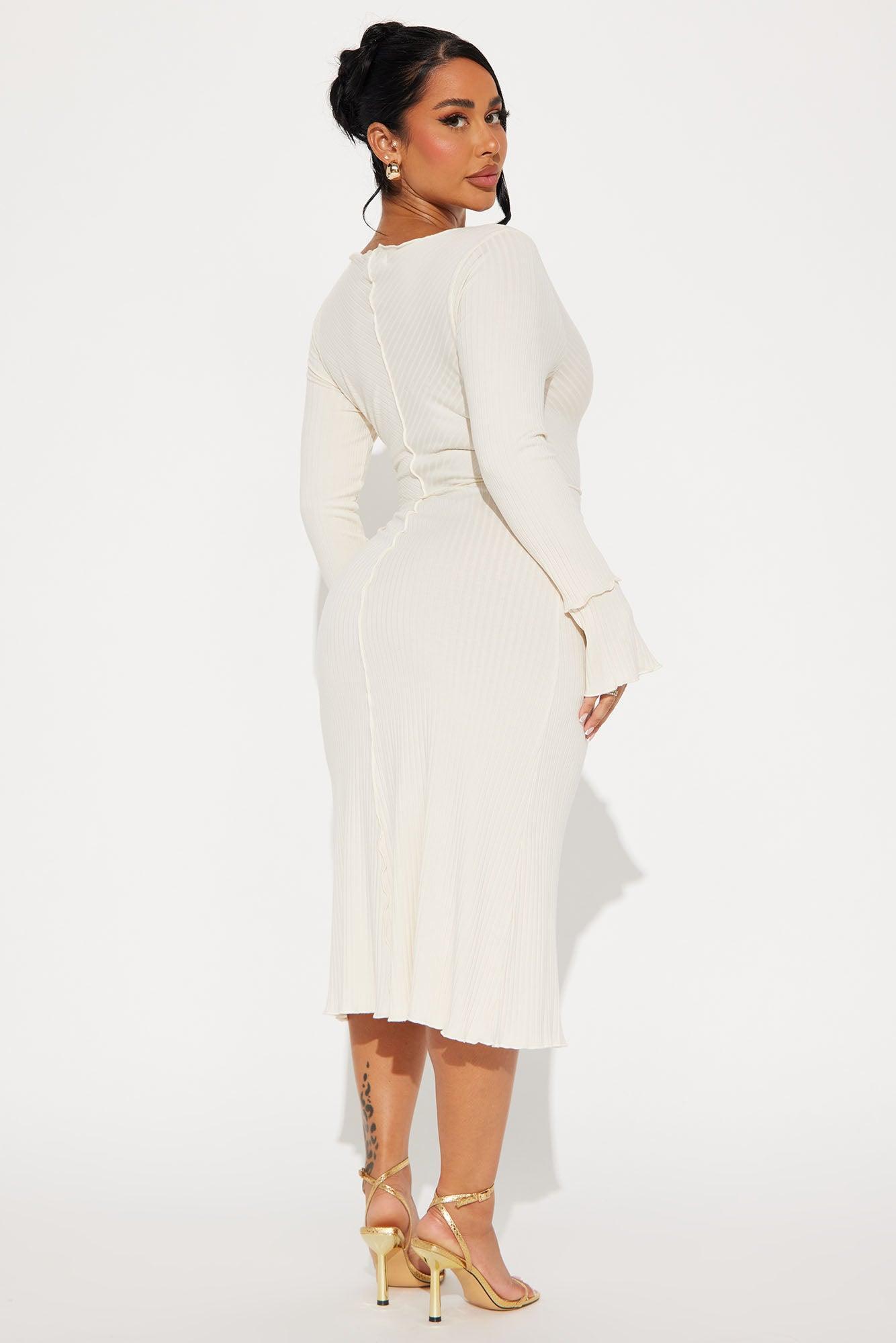 Dakoda Ribbed Midi Dress - Cream Product Image