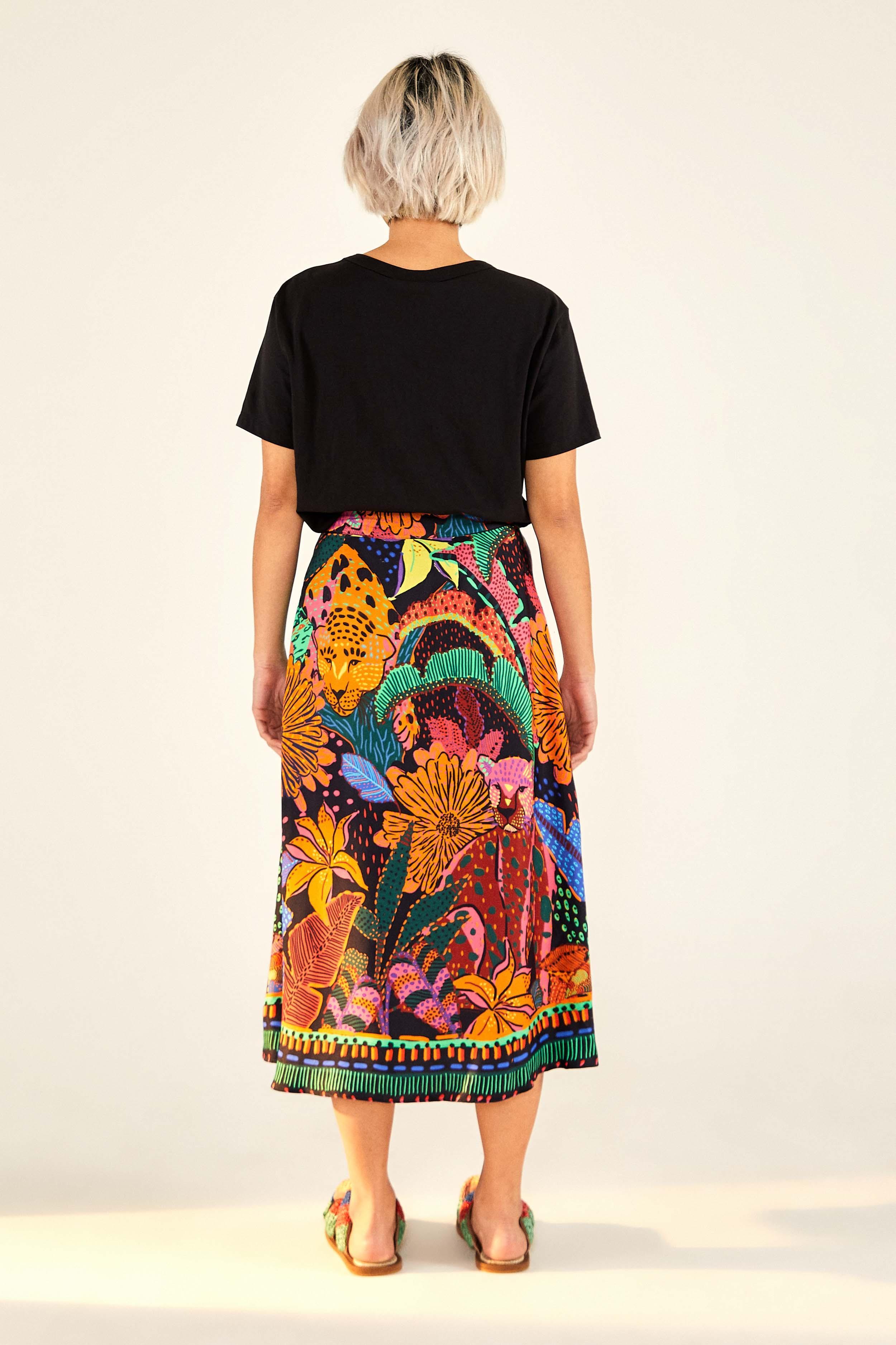 Black Cool Leopards Midi Skirt Product Image