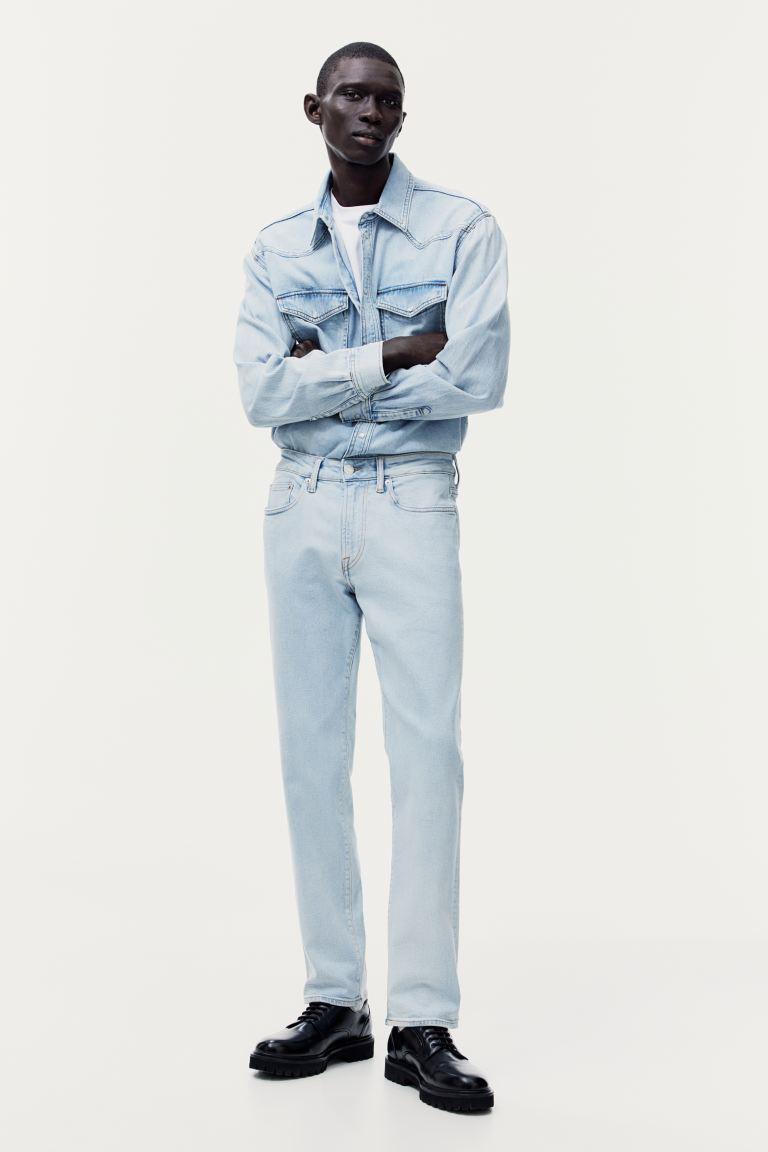 H & M - Straight Regular Jeans - Blue Product Image