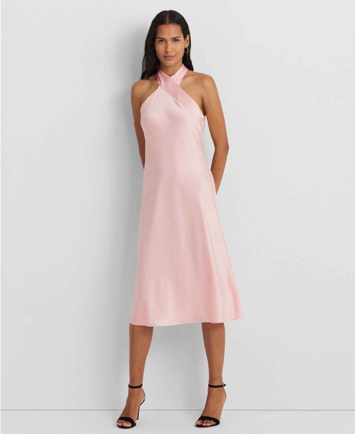 Lauren Ralph Lauren Womens Satin Halter A-Line Dress Product Image