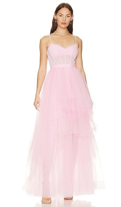 Womens Tiered Tulle Corset Gown Product Image